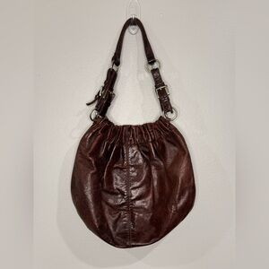 Fossil Hobo Purse Shoulder Bag Chocolate Brown Leather
